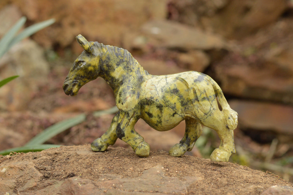 Polished Hand Carved Leopard Stone & Verdite Animal Carvings  x 2 From Zimbabwe - TopRock