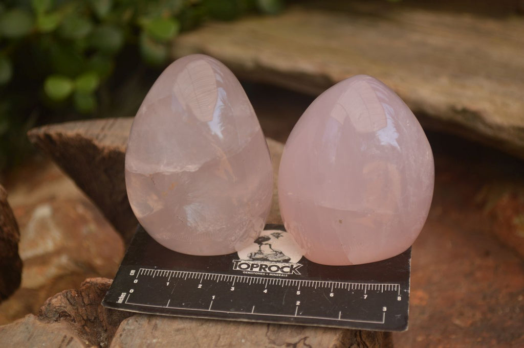 Polished Gemmy Pink Rose Quartz Standing Free Forms x 12 From Madagascar - Toprock Gemstones and Minerals 