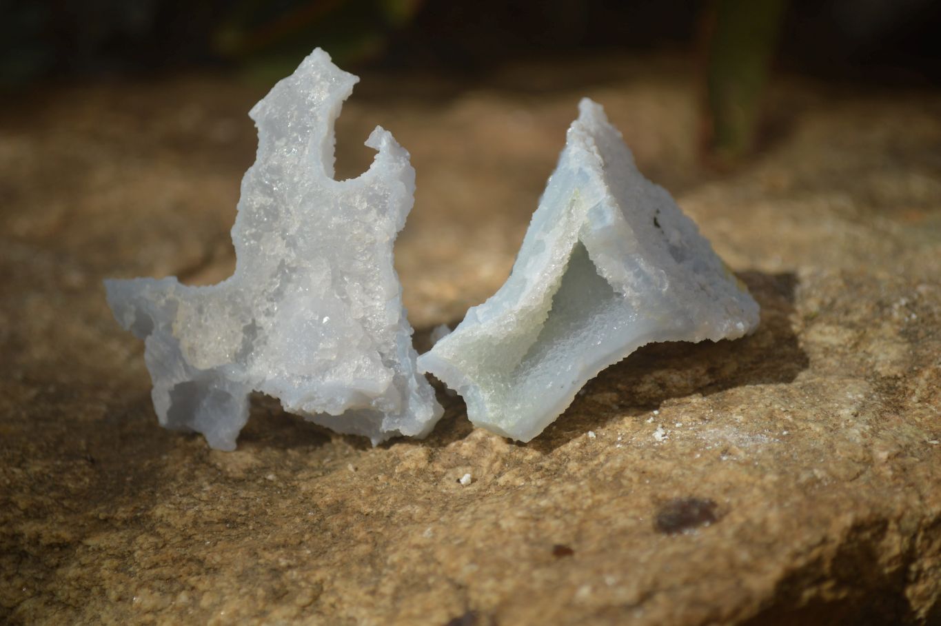 Natural Etched Blue Chalcedony Specimens  x 12 From Nsanje, Malawi - Toprock Gemstones and Minerals 