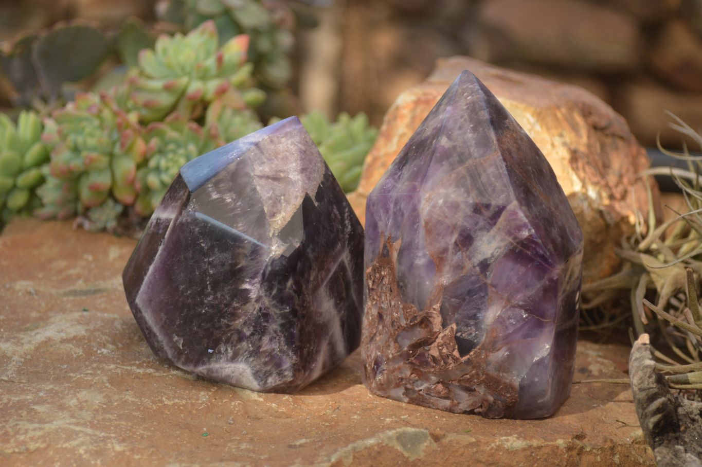 Polished  Dream Amethyst Points x 2 From Madagascar - Toprock Gemstones and Minerals 