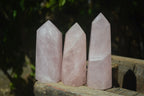 Polished Pink Rose Quartz Points  x 3 From Madagascar - Toprock Gemstones and Minerals 