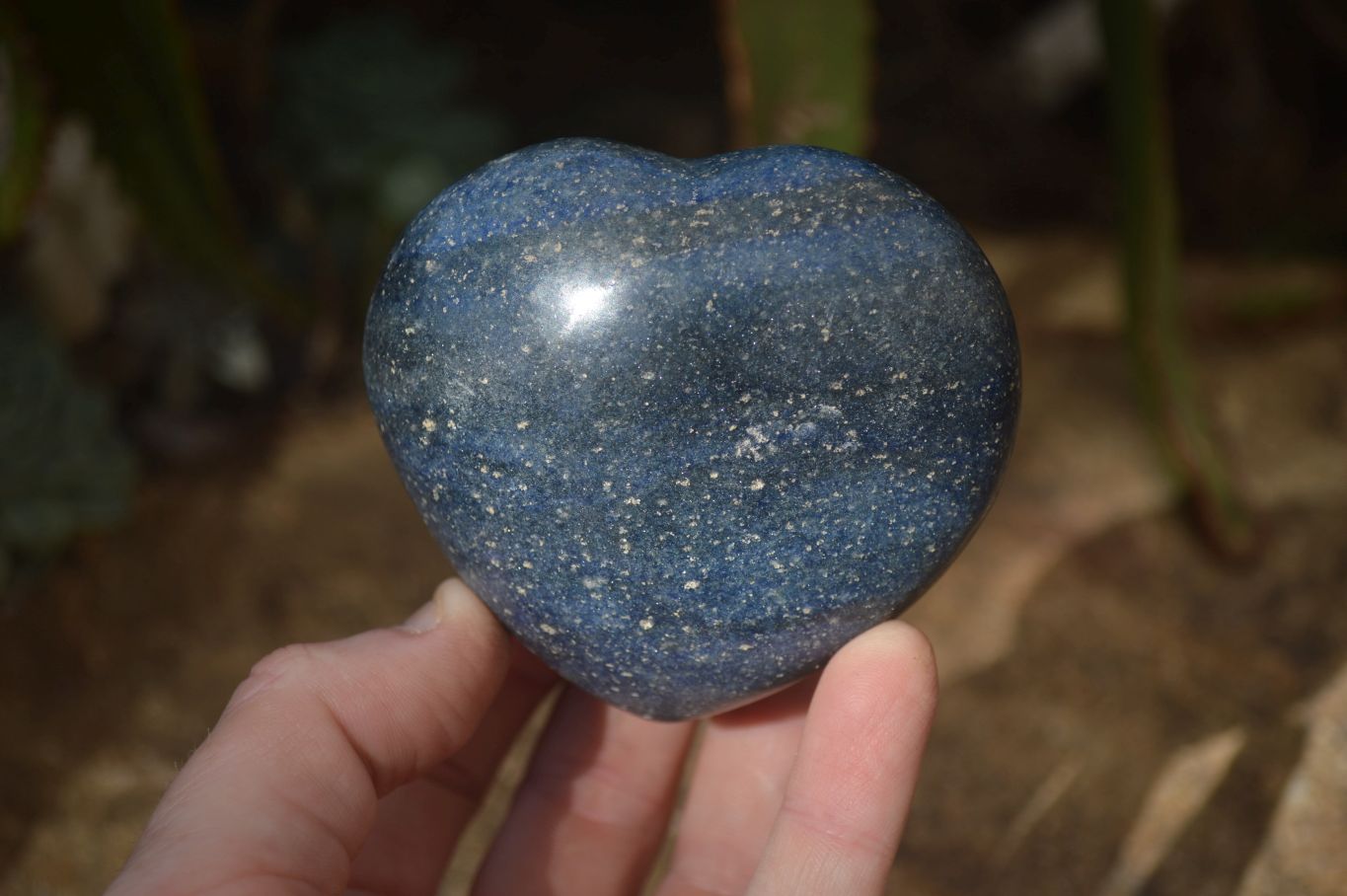 Polished Blue Lazulite Hearts  x 6 From Madagascar - Toprock Gemstones and Minerals 