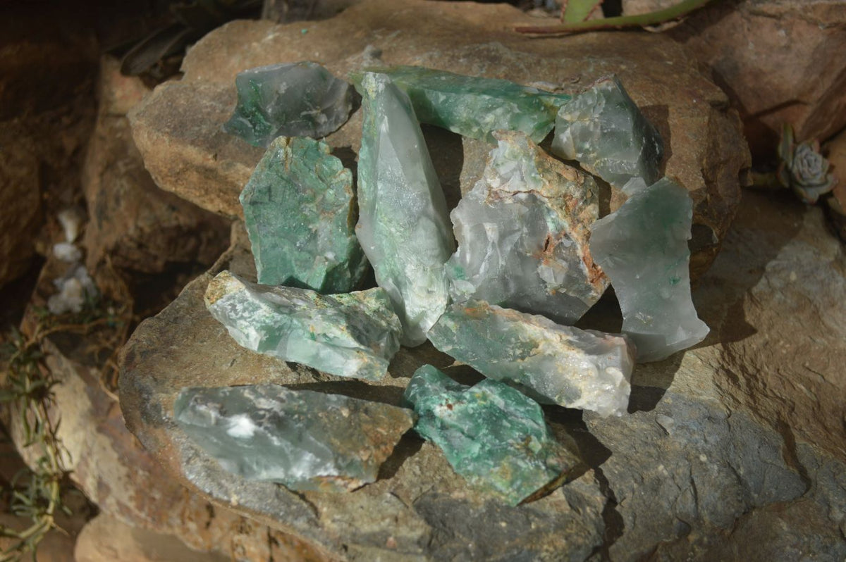 Natural Rough Green Jade Cobbed Specimens x 37 From Swaziland - Toprock Gemstones and Minerals 
