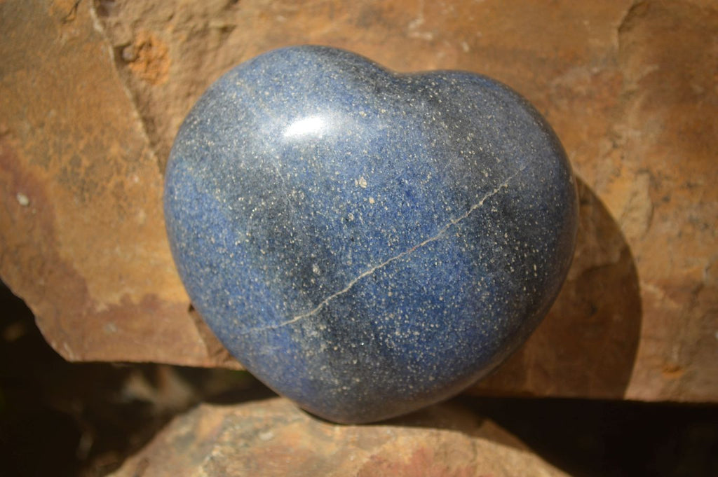 Polished Blue Lazulite Hearts  x 6 From Madagascar - Toprock Gemstones and Minerals 