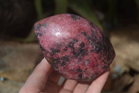 Polished Red Rhodonite Standing Free Forms x 2 From Zimbabwe - Toprock Gemstones and Minerals 