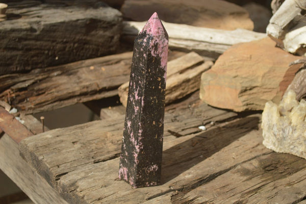 Polished Pink & Black Rhodonite Point x 1 From Madagascar - Toprock Gemstones and Minerals 