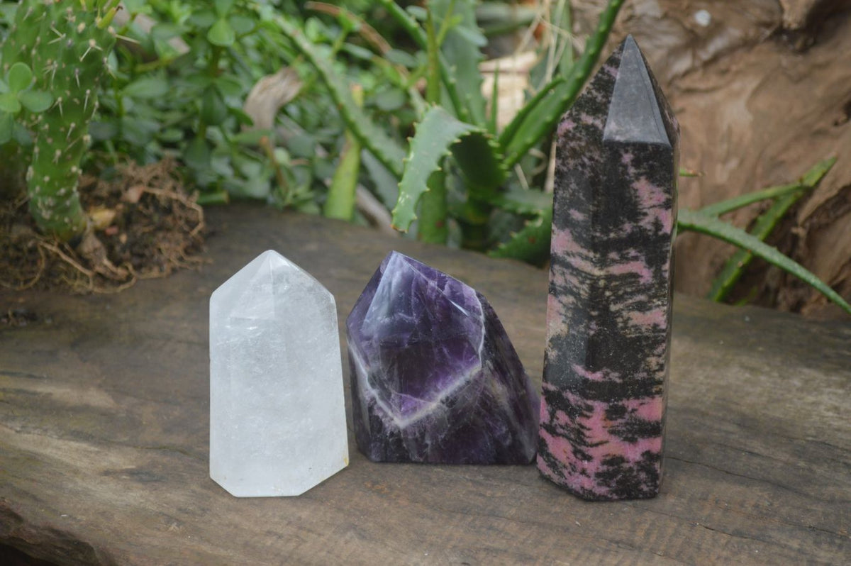 Polished Lovely Mixed Trio Of Points  x 3 From Madagascar - Toprock Gemstones and Minerals 