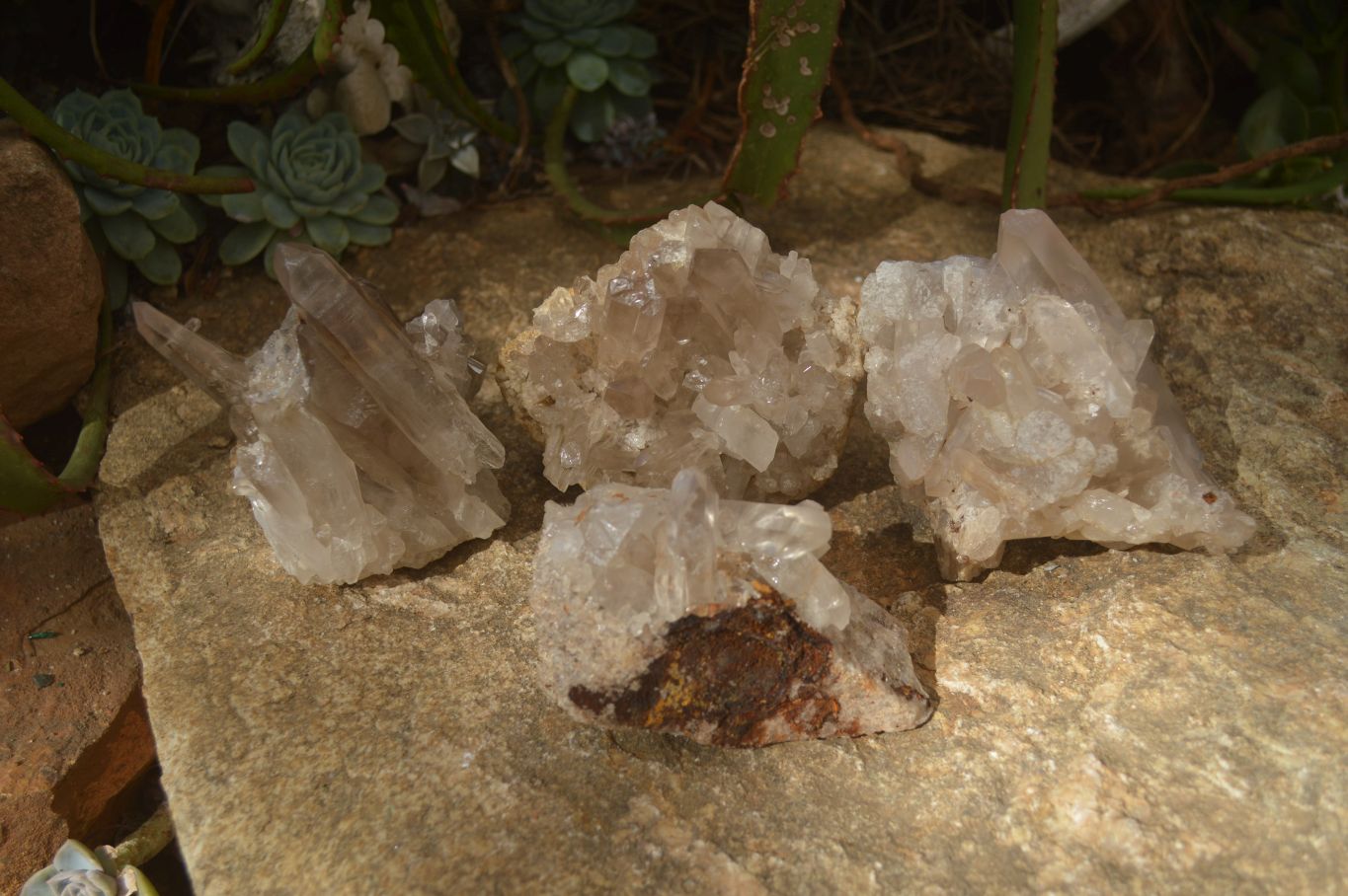 Natural Smokey Quartz Clusters  x 4 From Madagascar - Toprock Gemstones and Minerals 