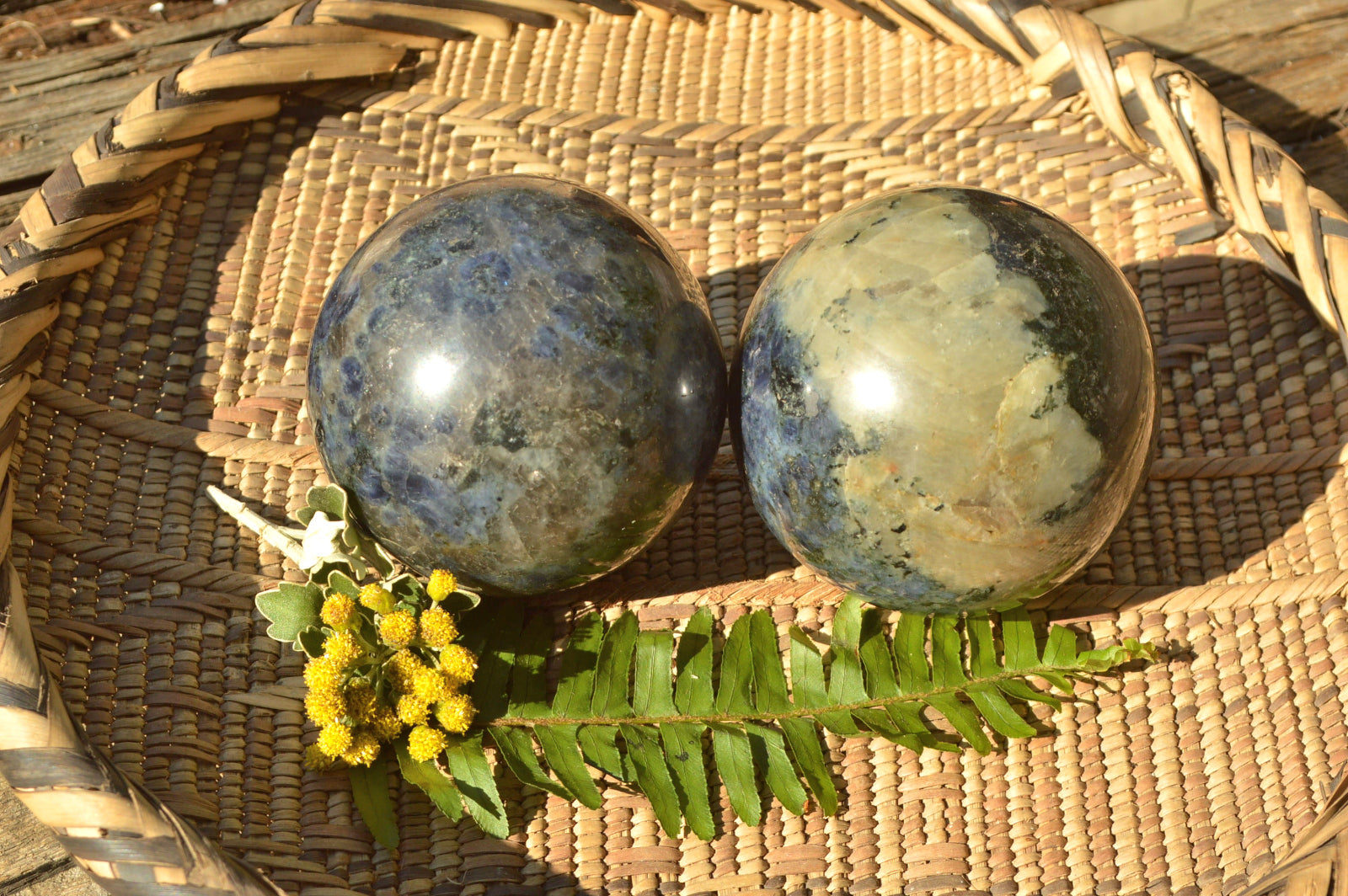 Polished Iolite Water Sapphire Spheres x 2 From Madagascar - TopRock