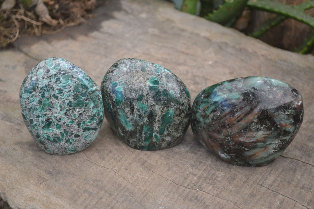 Polished Rare Emerald In Matrix Standing Free Forms  x 3 From Sandawana, Zimbabwe - Toprock Gemstones and Minerals 