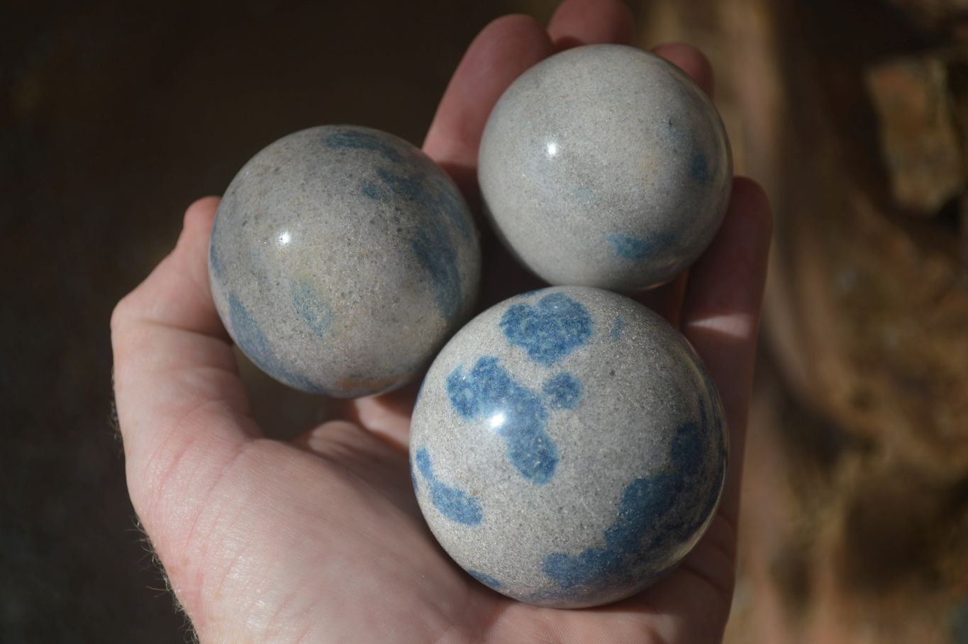 Polished Blue Spotted Spinel Quartz Spheres  x 6 From Madagascar - Toprock Gemstones and Minerals 