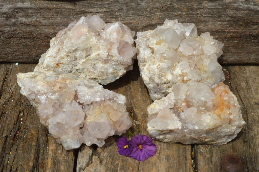 Natural White Spirit Quartz Clusters x 4 From Southern Africa - TopRock