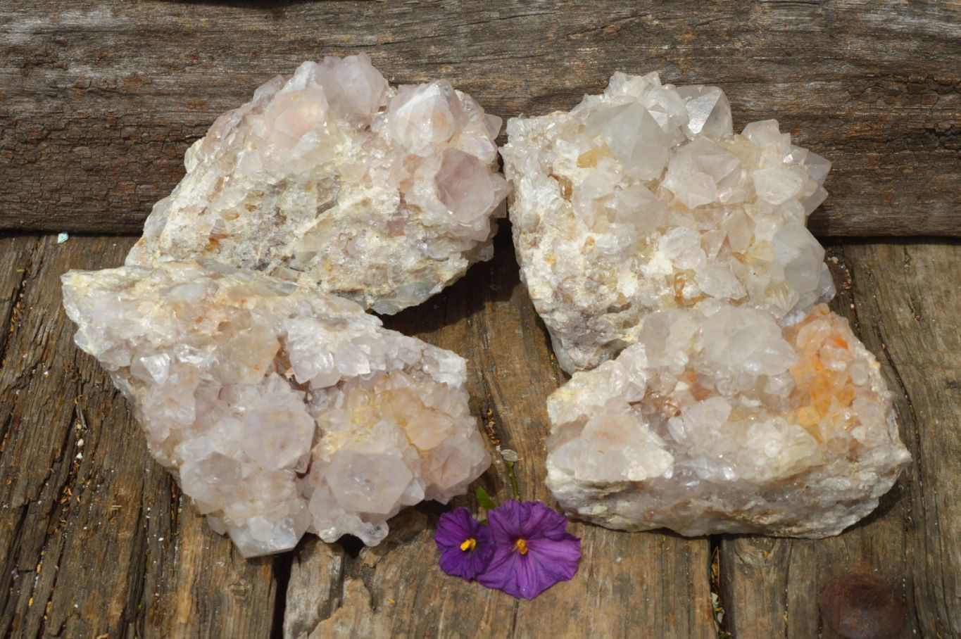Natural White Spirit Quartz Clusters x 4 From Southern Africa - TopRock