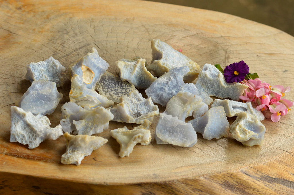 Natural Mini Etched Blue Chalcedony Specimens  x 35 From Malawi - TopRock