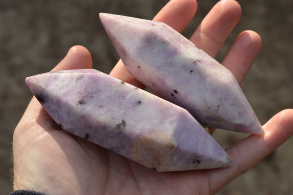 Polished Stunning Jumbo Double Terminated Lilac Lepidolite Points x 6 From Zimbabwe - TopRock