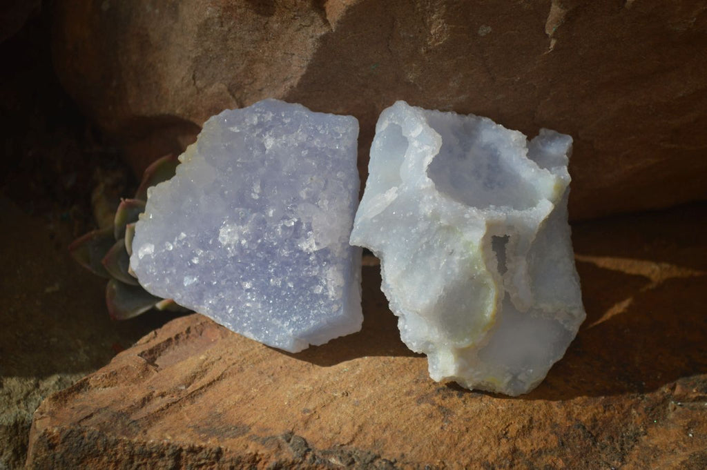 Natural Etched Blue Chalcedony Specimens  x 12 From Nsanje, Malawi - Toprock Gemstones and Minerals 