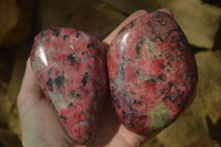Polished Red Rhodonite Free Forms x 3 From Zimbabwe - Toprock Gemstones and Minerals 