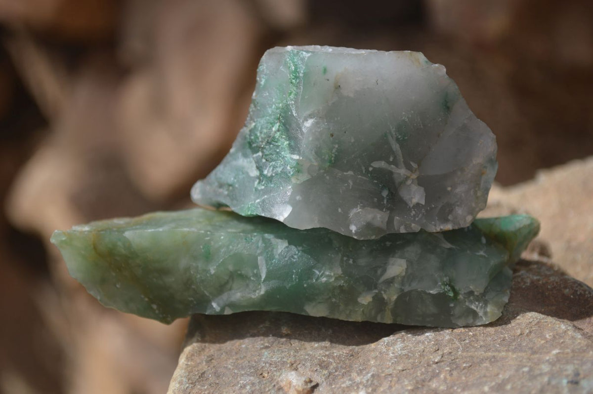 Natural Rough Green Jade Cobbed Specimens x 37 From Swaziland - Toprock Gemstones and Minerals 