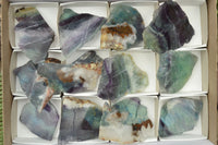 Polished Semi Translucent Watermelon Fluorite Slices x 12 From Uis, Namibia - TopRock