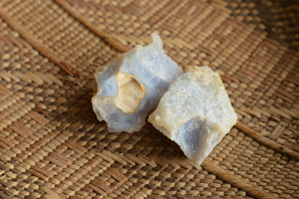 Natural Mini Etched Blue Chalcedony Specimens  x 35 From Malawi - TopRock