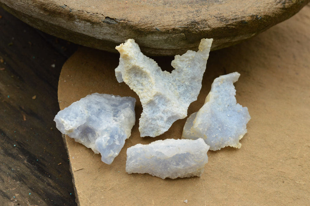 Natural Mini Etched Blue Chalcedony Specimens  x 35 From Malawi - TopRock