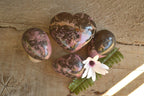 Polished Pink & Black Rhodonite Eggs & One Heart x 4 From Madagascar - TopRock