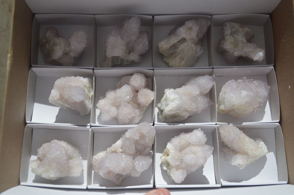 Natural Pale Lilac Spirit Quartz Clusters x 12 From Boekenhouthoek, South Africa - Toprock Gemstones and Minerals 
