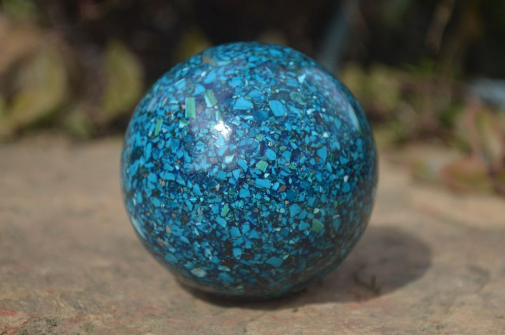 Polished Conglomerate Chrysocolla Spheres  x 2 From Congo - Toprock Gemstones and Minerals 