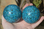 Polished Conglomerate Chrysocolla Spheres  x 2 From Congo - Toprock Gemstones and Minerals 