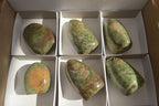 Polished  Green Chrysoprase Standing Free Forms  x 6 From Ambatondrazaka, Madagascar - Toprock Gemstones and Minerals 