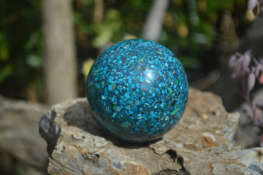 Polished Conglomerate Chrysocolla Spheres  x 2 From Congo - Toprock Gemstones and Minerals 