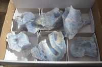 Natural Etched Blue Chalcedony Specimens  x 6 From Nsanje, Malawi - Toprock Gemstones and Minerals 