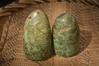 Polished  Green Chrysoprase Standing Free Forms  x 6 From Ambatondrazaka, Madagascar - Toprock Gemstones and Minerals 