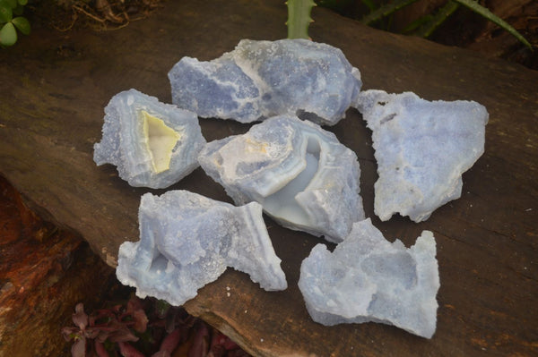Natural Etched Blue Chalcedony Specimens  x 6 From Nsanje, Malawi - Toprock Gemstones and Minerals 