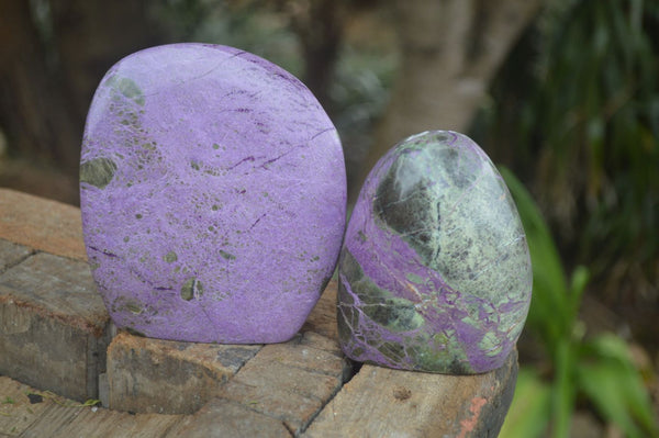 Polished Stichtite & Serpentine Standing Free Forms x 2 From Barberton, South Africa - Toprock Gemstones and Minerals 
