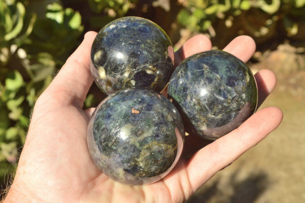 Polished Rare Iolite Water Sapphire Spheres x 4 From Madagascar - TopRock