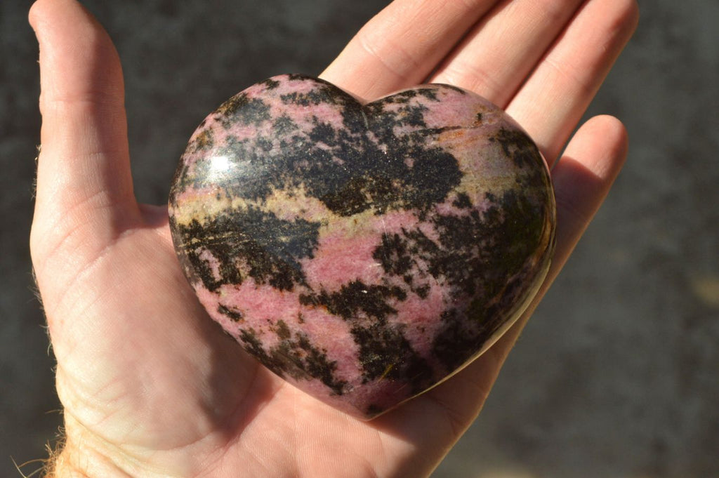 Polished Pink & Black Rhodonite Eggs & One Heart x 4 From Madagascar - TopRock