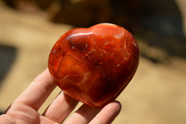 Polished Large Carnelian Agate Hearts  x 4 From Madagascar - TopRock