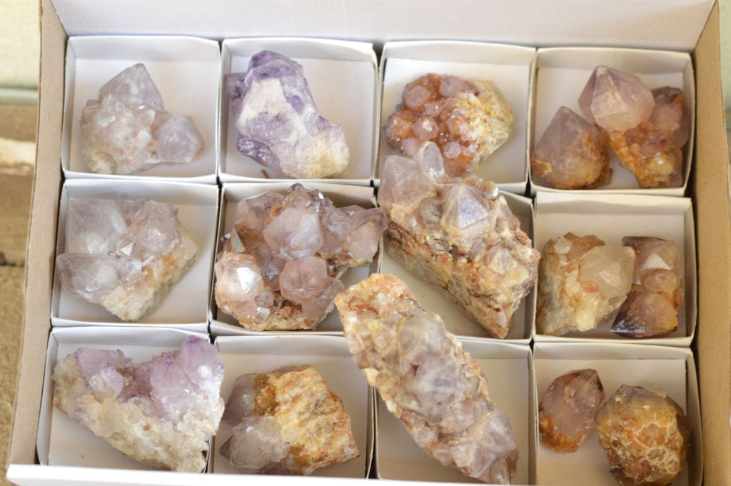 Natural Mixed Selection Of Spirit Cactus Quartz Clusters  x 14 From Boekenhouthoek, South Africa - TopRock