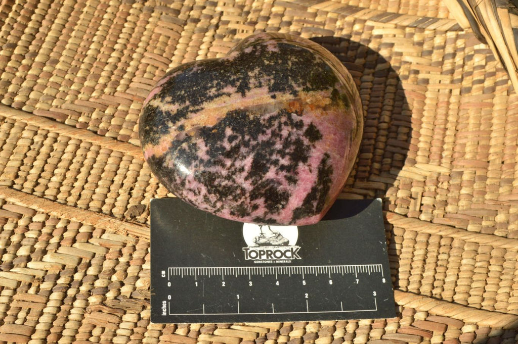 Polished Pink & Black Rhodonite Eggs & One Heart x 4 From Madagascar - TopRock