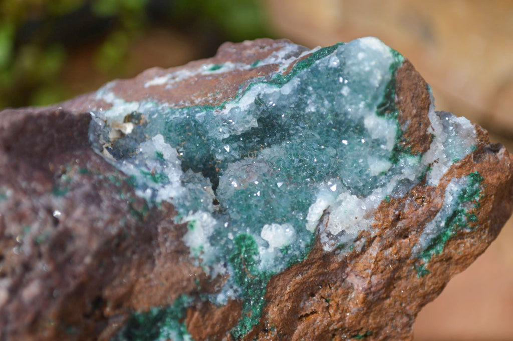 Natural Drusy Coated Ball Malachite On Dolomite Specimen x 1 From Likasi, Congo - Toprock Gemstones and Minerals 