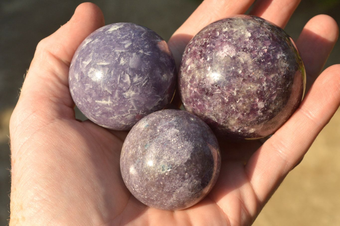 Polished Purple Lepidolite Spheres  x 6 From Madagascar - TopRock