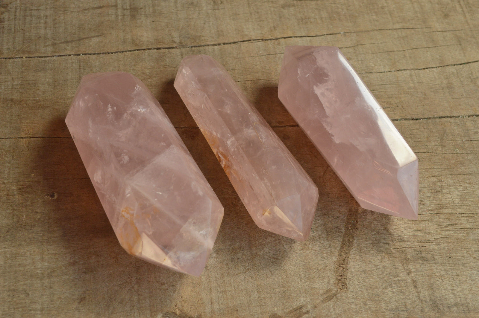 Polished Double Terminated Gemmy Rose Quartz Points x 6 From Madagascar - TopRock