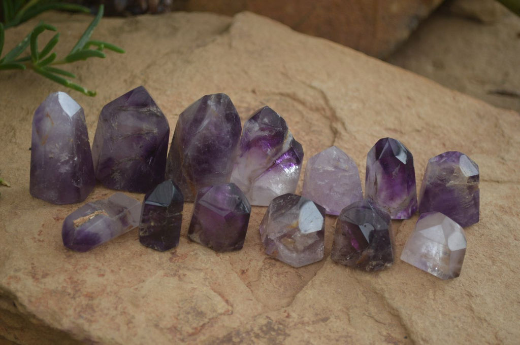 Polished Window Amethyst Point With Hints Of Smokey Quartz x 20 From Ankazobe, Madagascar - Toprock Gemstones and Minerals 