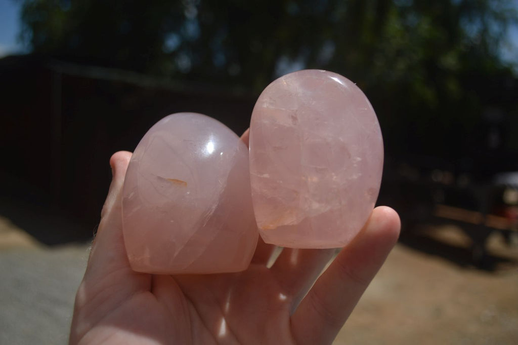 Polished Gemmy Pink Rose Quartz Standing Free Forms  x 6 From Ambatondrazaka, Madagascar - TopRock