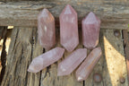 Polished Double Terminated Gemmy Rose Quartz Points x 6 From Madagascar - TopRock