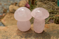 Polished Large Gemmy Pink Rose Quartz Mushrooms  x 5 From Madagascar - TopRock