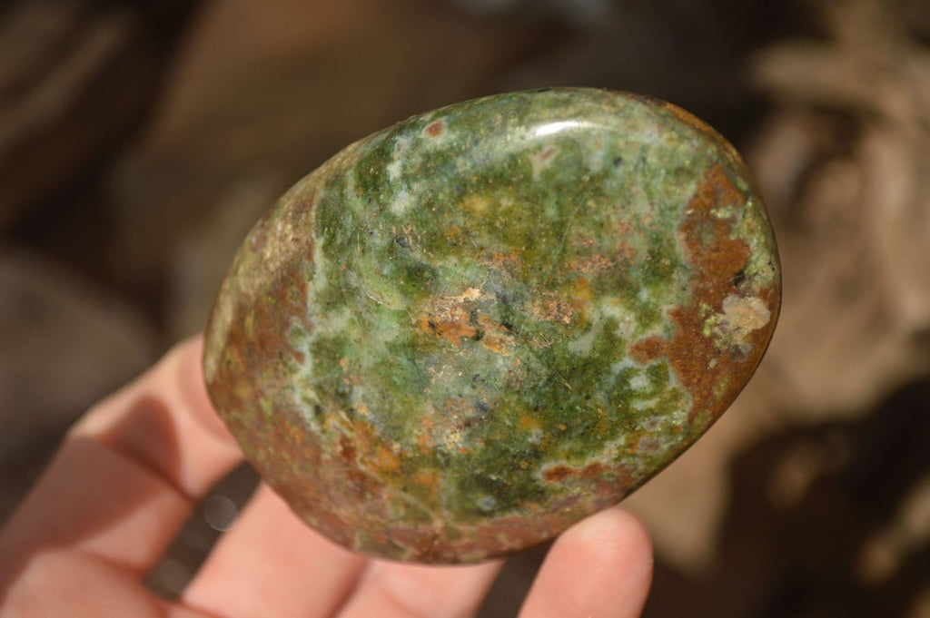 Polished  Green Chrysoprase Standing Free Forms  x 6 From Ambatondrazaka, Madagascar - Toprock Gemstones and Minerals 