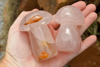 Polished Large Gemmy Pink Rose Quartz Mushrooms  x 5 From Madagascar - TopRock