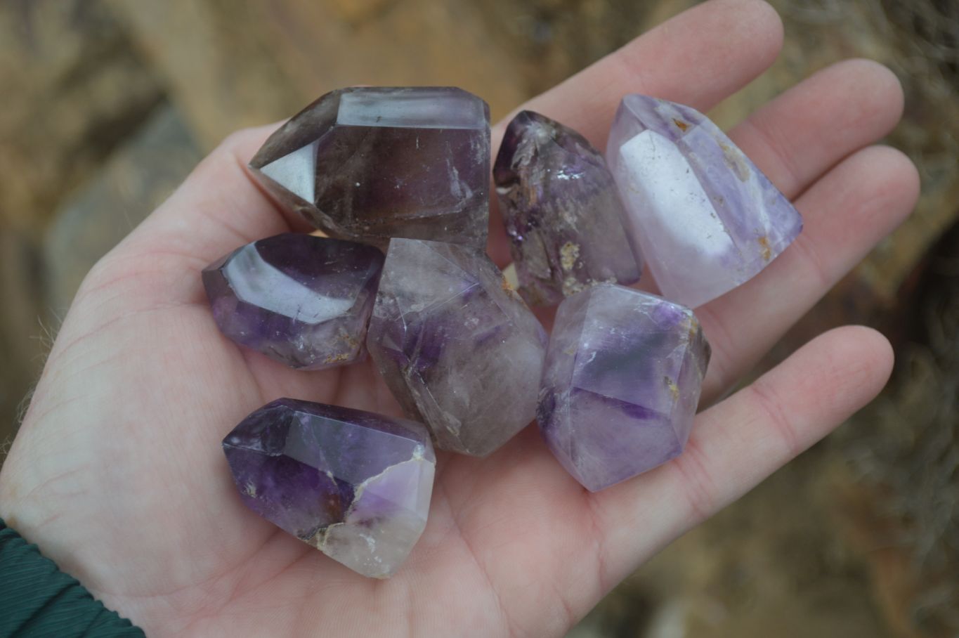 Polished Window Amethyst Point With Hints Of Smokey Quartz x 20 From Ankazobe, Madagascar - Toprock Gemstones and Minerals 